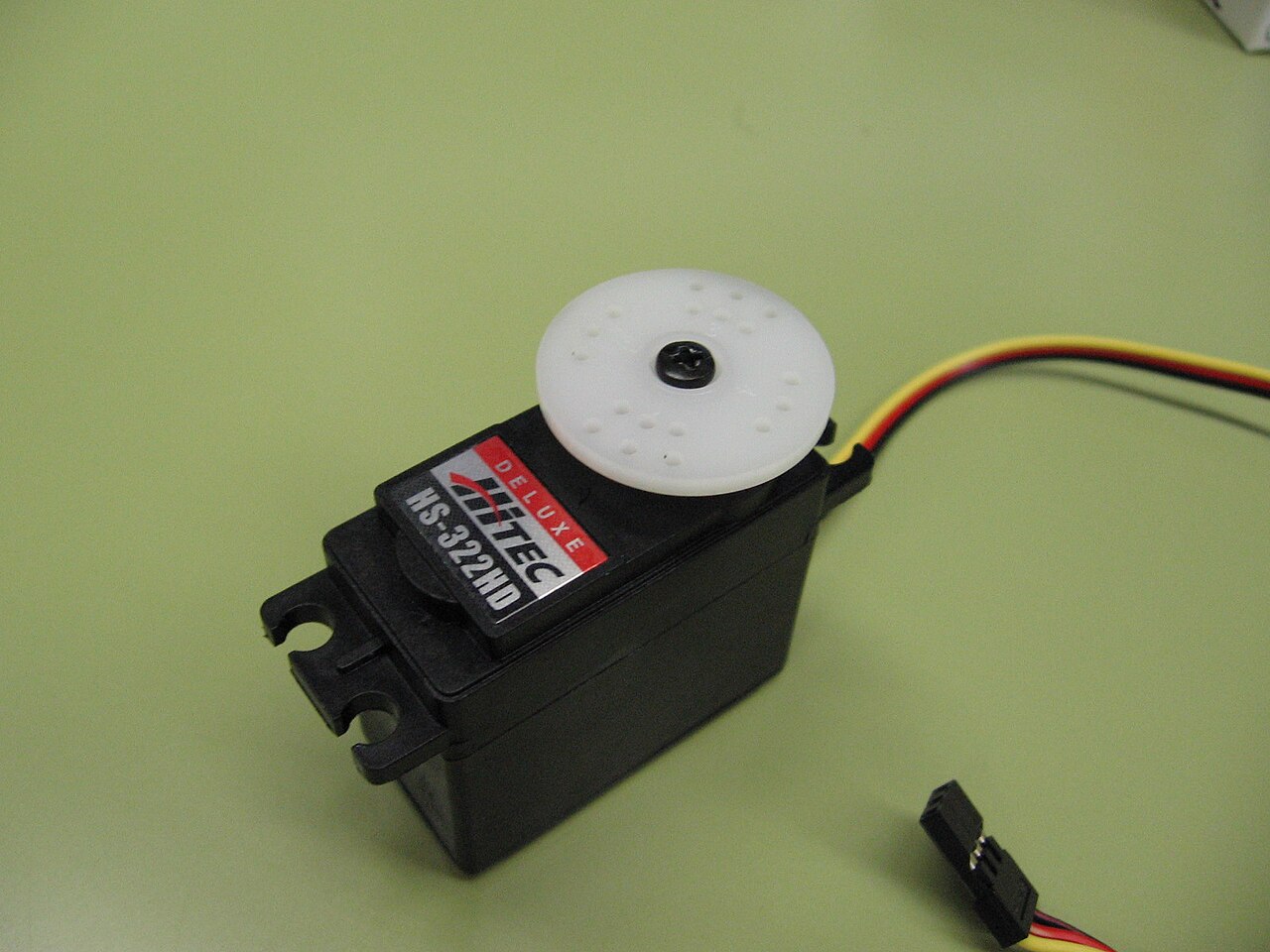 A hobby servo mechanism.